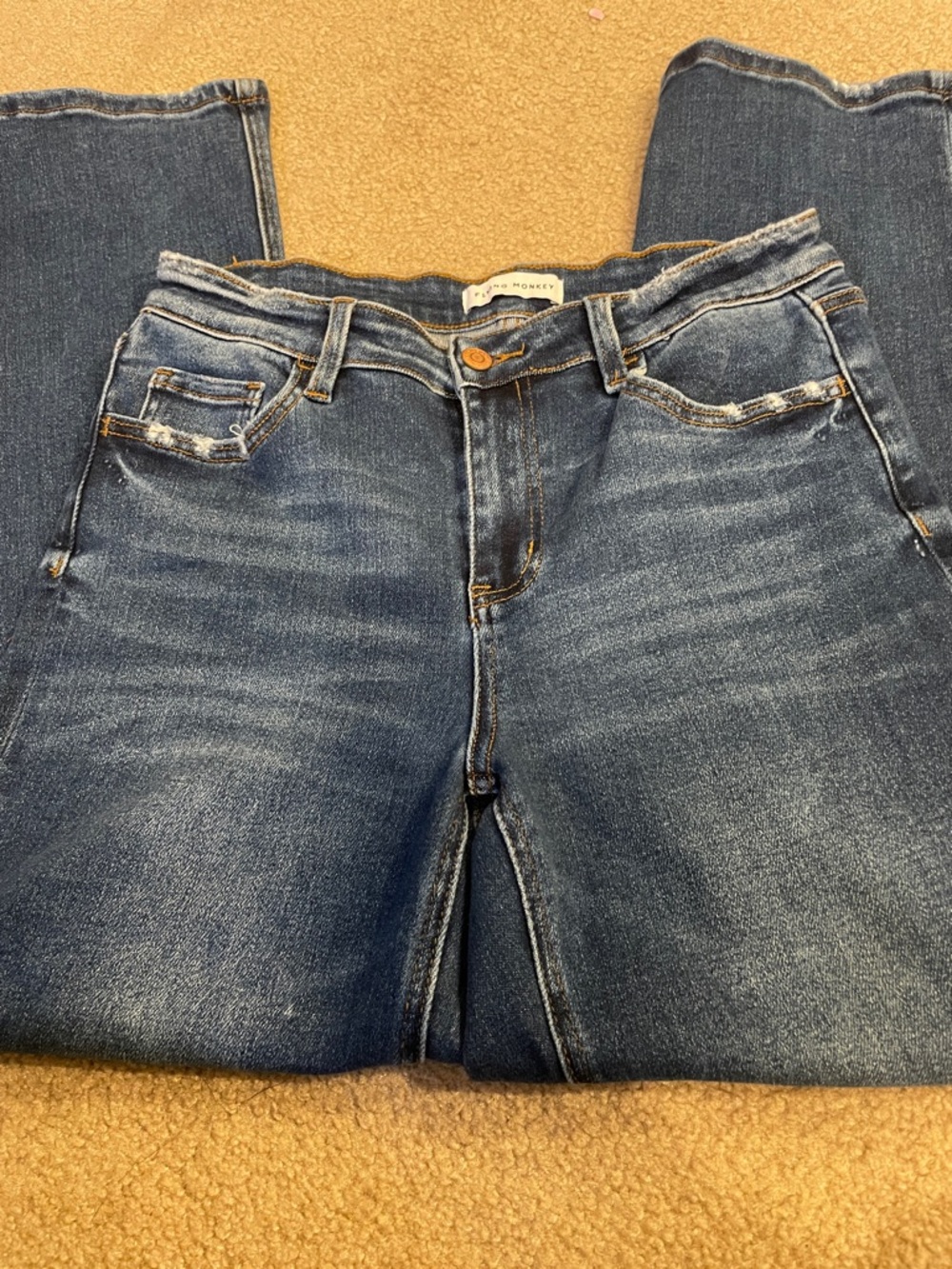 Flying Monkey Distressed Dark Wash Straight Leg Jeans - size 29